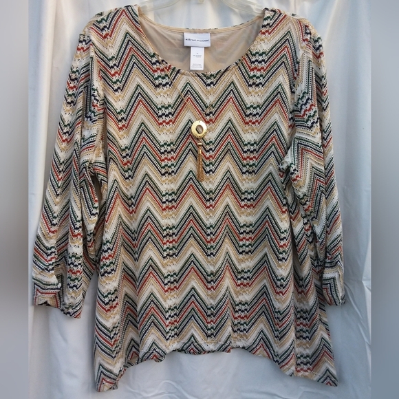 Alfred Dunner Chevron Patterned Women's Top XL - Picture 1 of 9